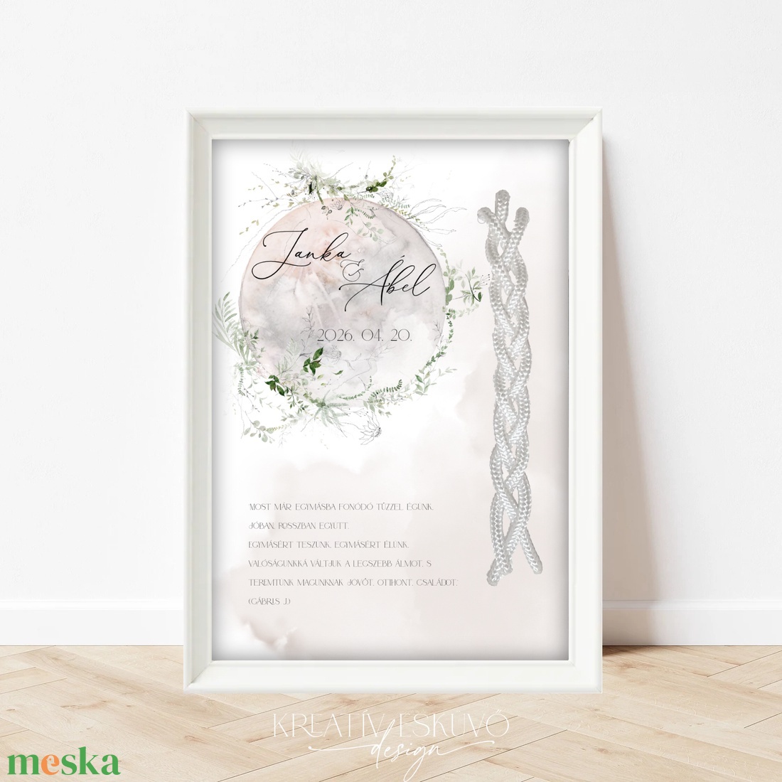 Kötélceremónia tábla - greenery, hold, moon, telihold - esküvő - dekoráció - helyszíni dekor - Meska.hu