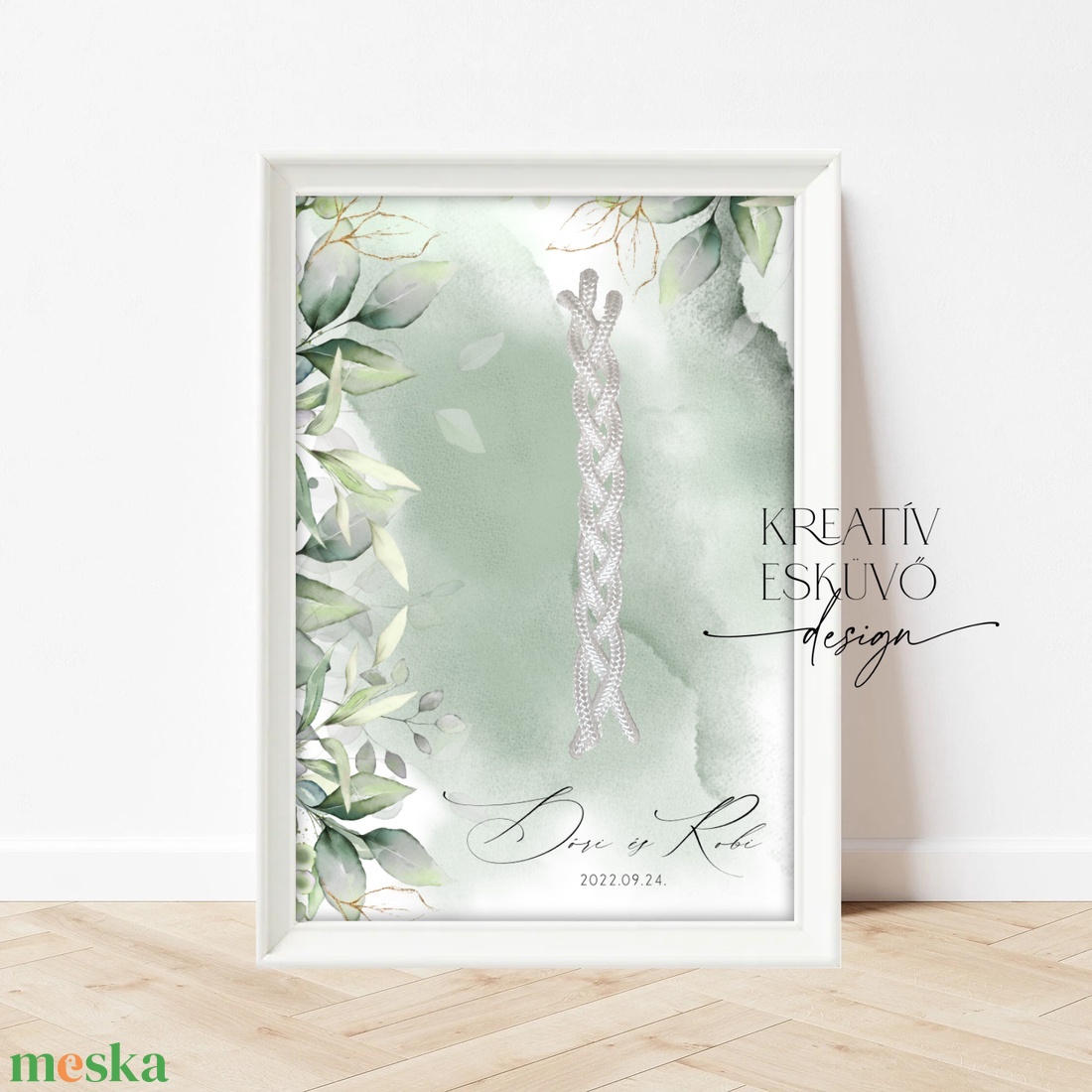 Kötélceremónia tábla - greenery, természetközeli, zöld - esküvő - dekoráció - helyszíni dekor - Meska.hu