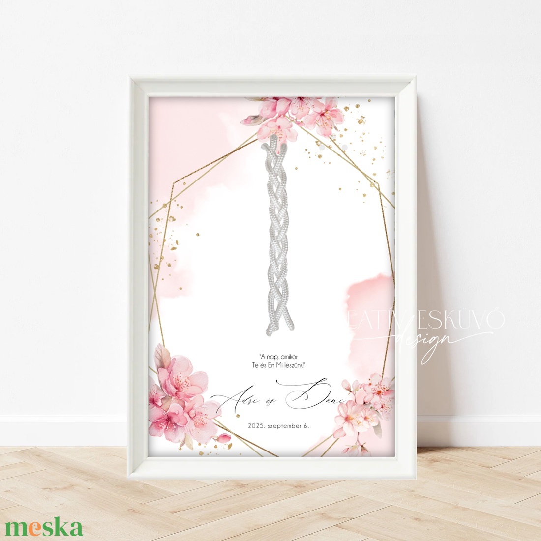 Kötélceremónia tábla - cseresznyevirág, Sakura, rózsaszín - esküvő - dekoráció - helyszíni dekor - Meska.hu