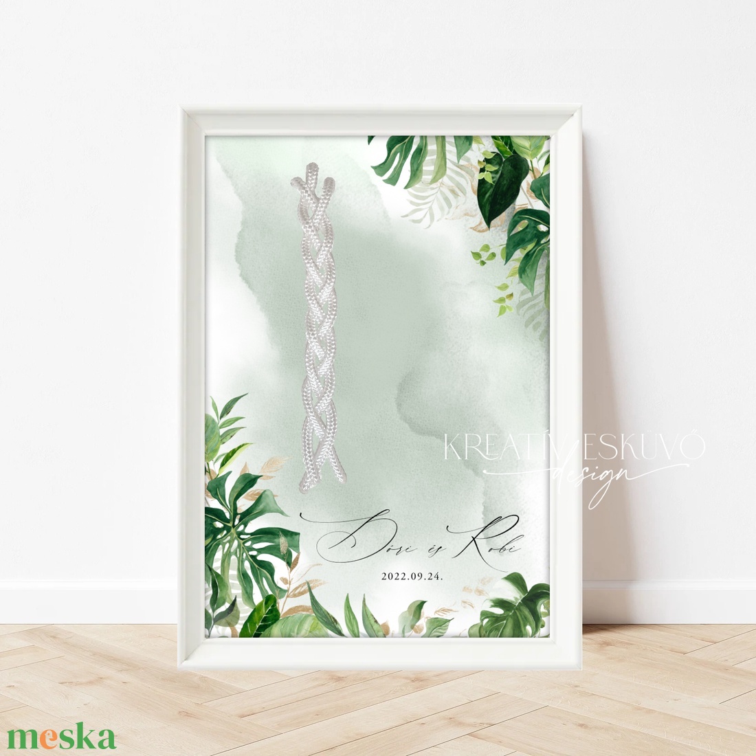 Kötélceremónia tábla - greenery, leveles, monstera, jungel - esküvő - dekoráció - helyszíni dekor - Meska.hu