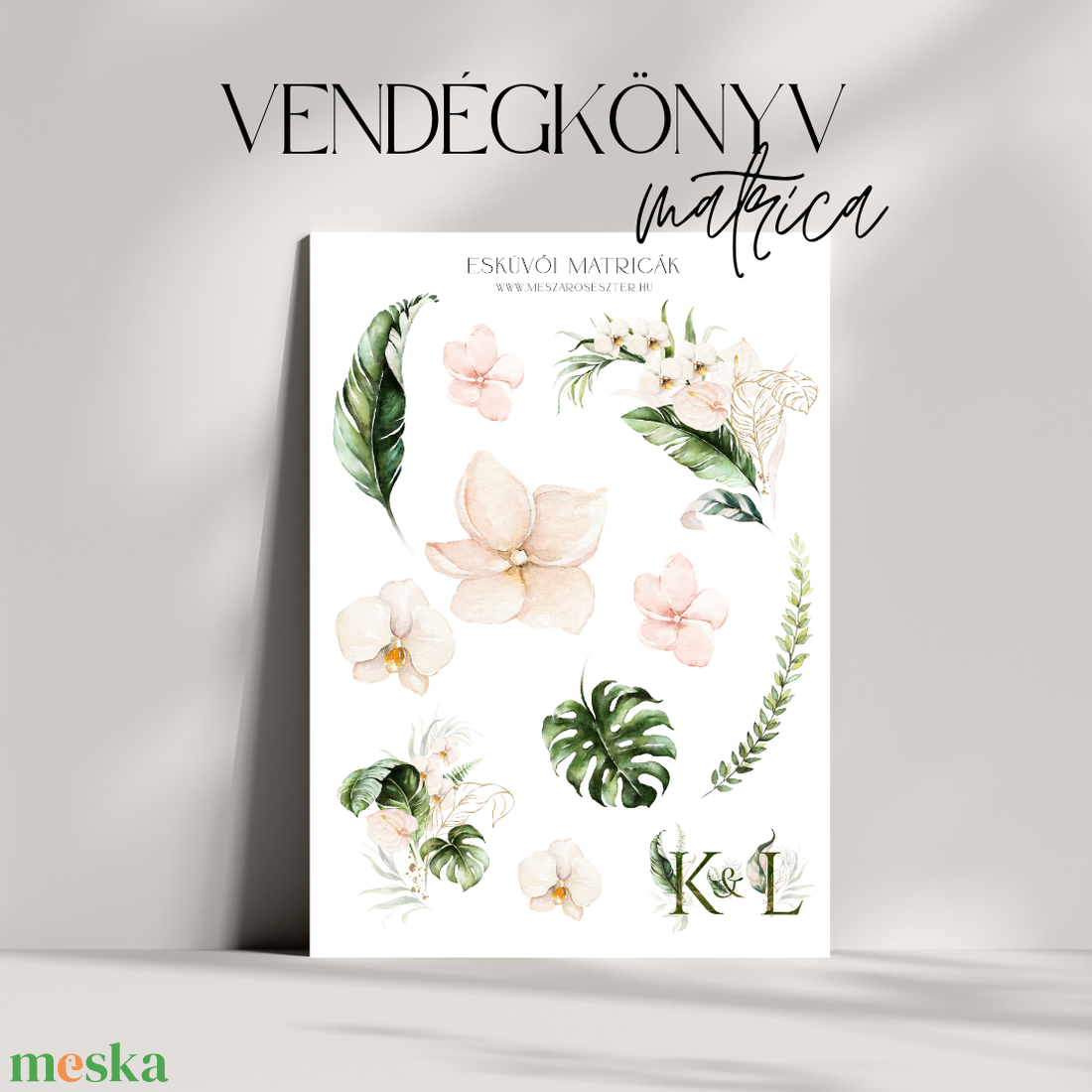 Matrica vendégkönyvhöz � Jungle, monstrera matricák esküvőre � esküvői matricák � jókívánságok - esküvő - emlék & ajándék - vendégkönyv - Meska.hu