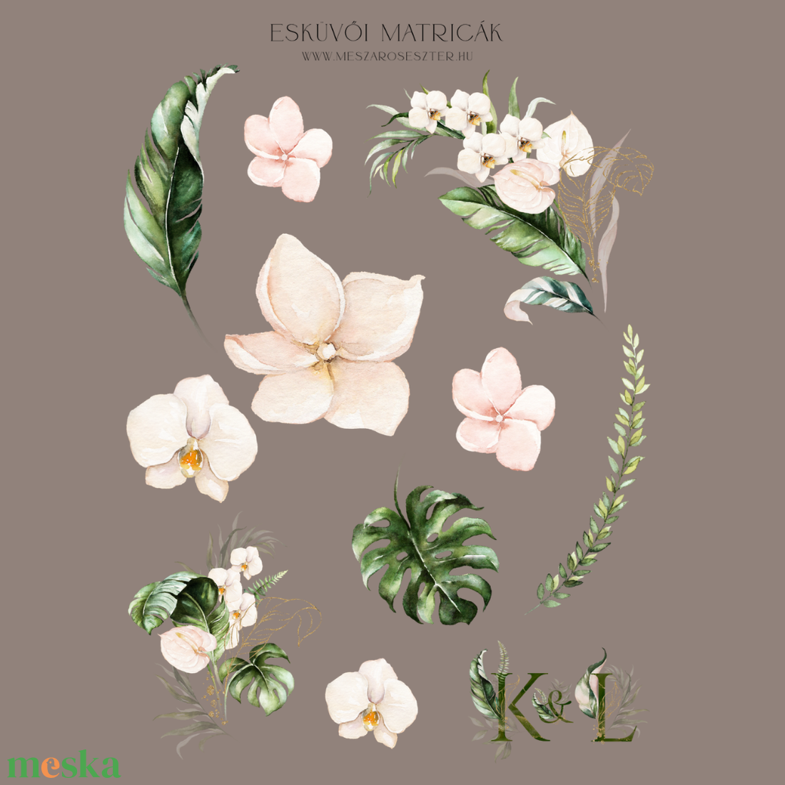 Matrica vendégkönyvhöz � Jungle, monstrera matricák esküvőre � esküvői matricák � jókívánságok - esküvő - emlék & ajándék - vendégkönyv - Meska.hu