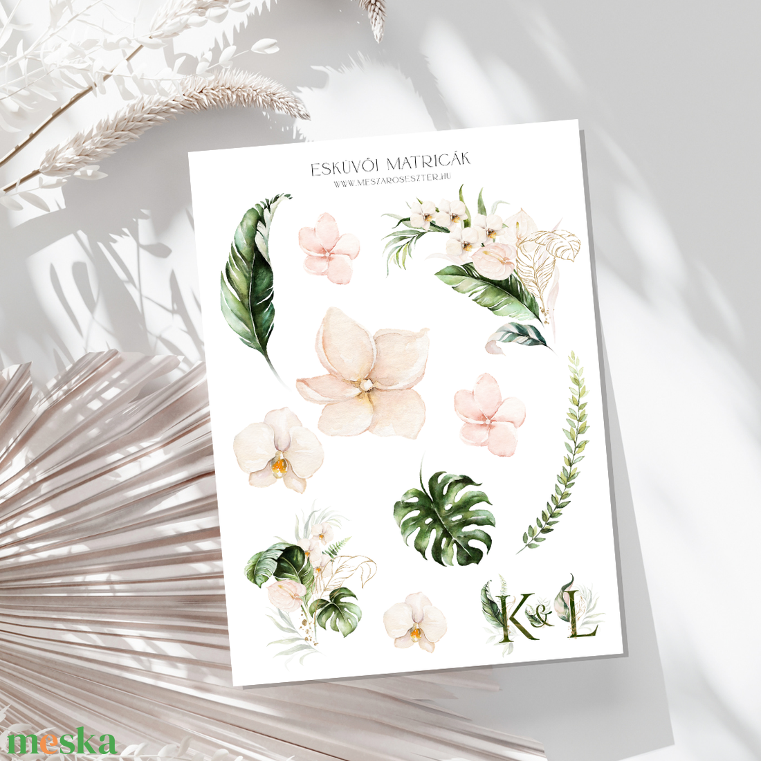 Matrica vendégkönyvhöz � Jungle, monstrera matricák esküvőre � esküvői matricák � jókívánságok - esküvő - emlék & ajándék - vendégkönyv - Meska.hu