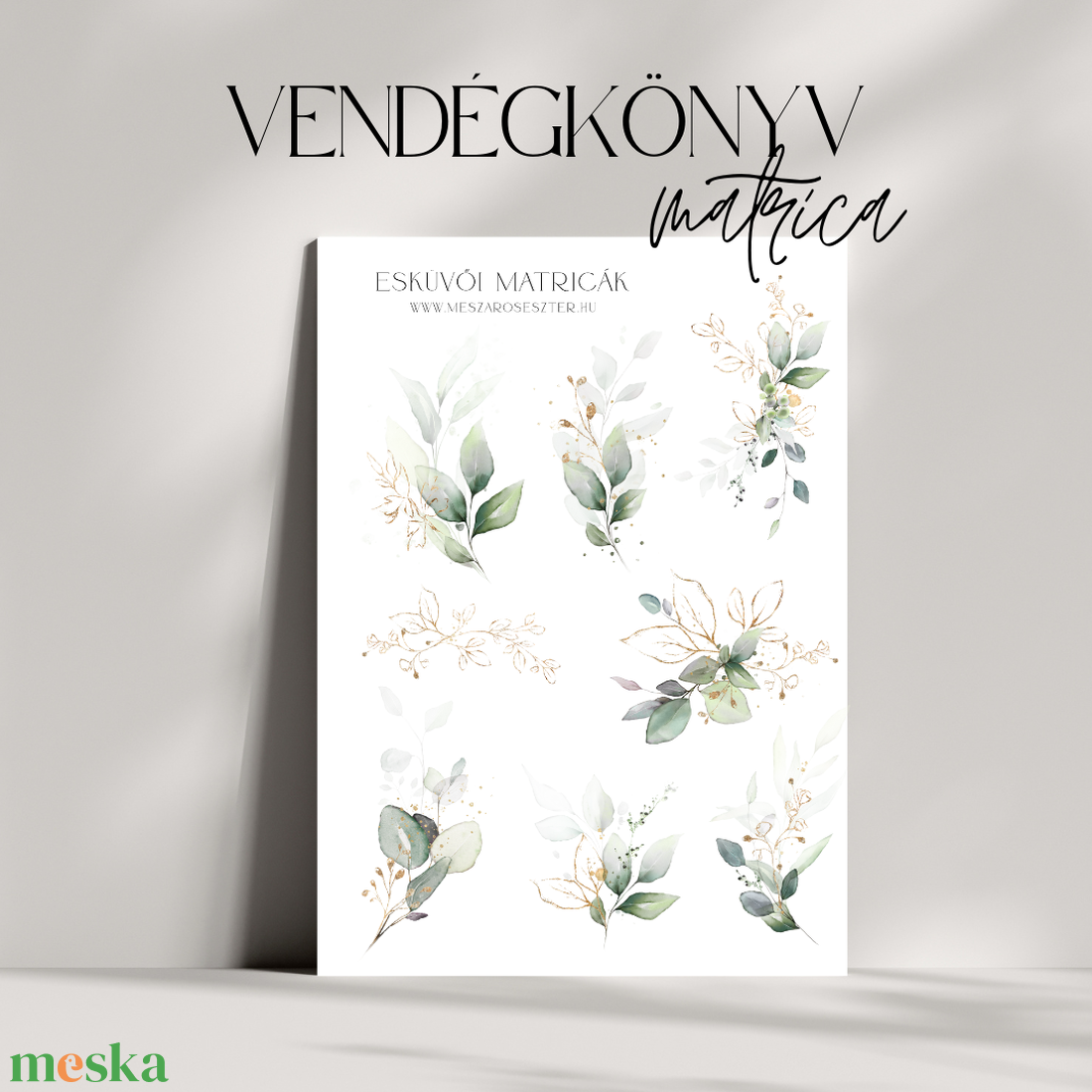 Matrica vendégkönyvhöz � greenery, zöld leveles matricák esküvőre � esküvői matricák � jókívánságok - esküvő - emlék & ajándék - vendégkönyv - Meska.hu