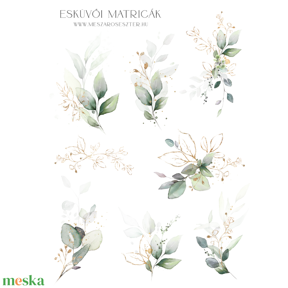 Matrica vendégkönyvhöz � greenery, zöld leveles matricák esküvőre � esküvői matricák � jókívánságok - esküvő - emlék & ajándék - vendégkönyv - Meska.hu
