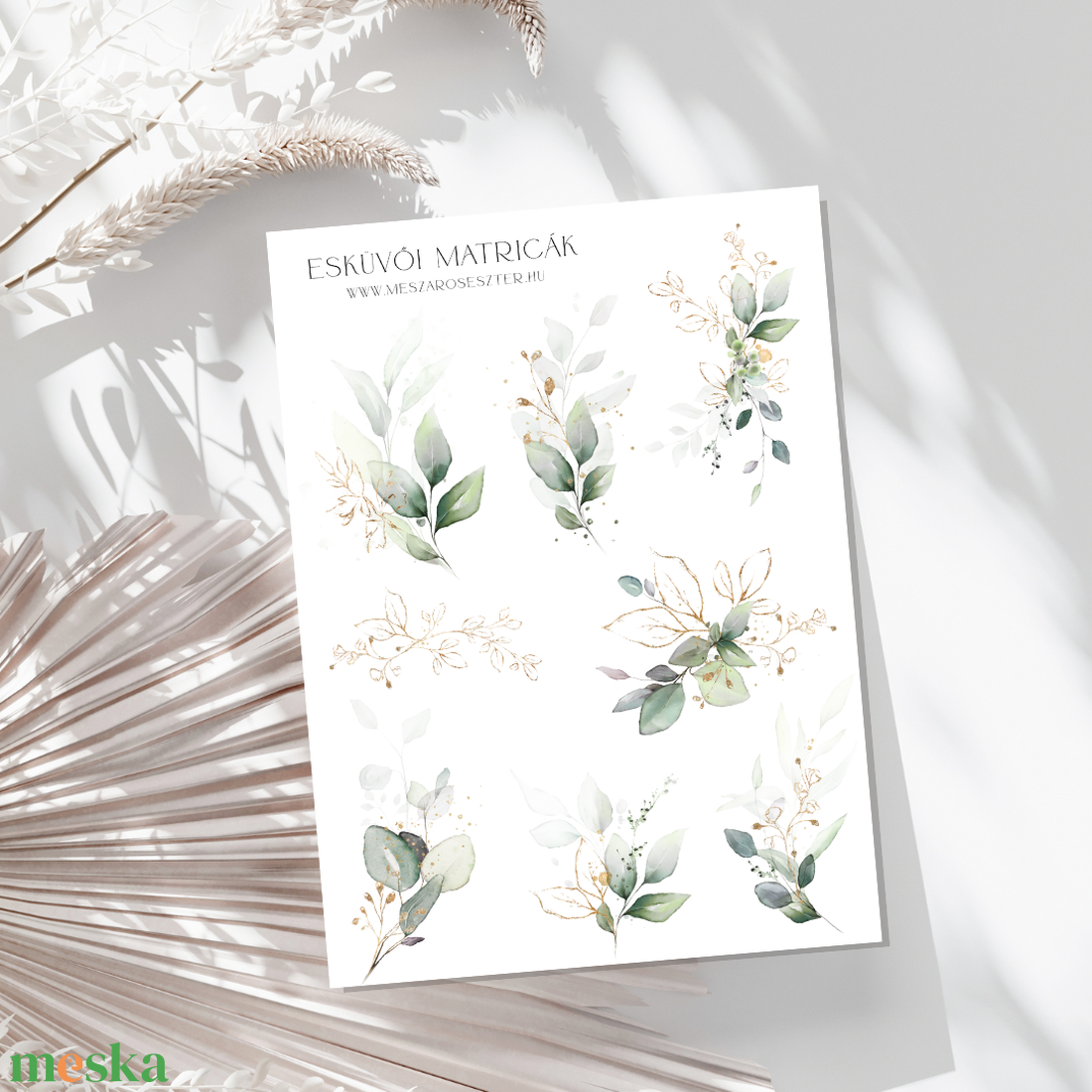 Matrica vendégkönyvhöz � greenery, zöld leveles matricák esküvőre � esküvői matricák � jókívánságok - esküvő - emlék & ajándék - vendégkönyv - Meska.hu