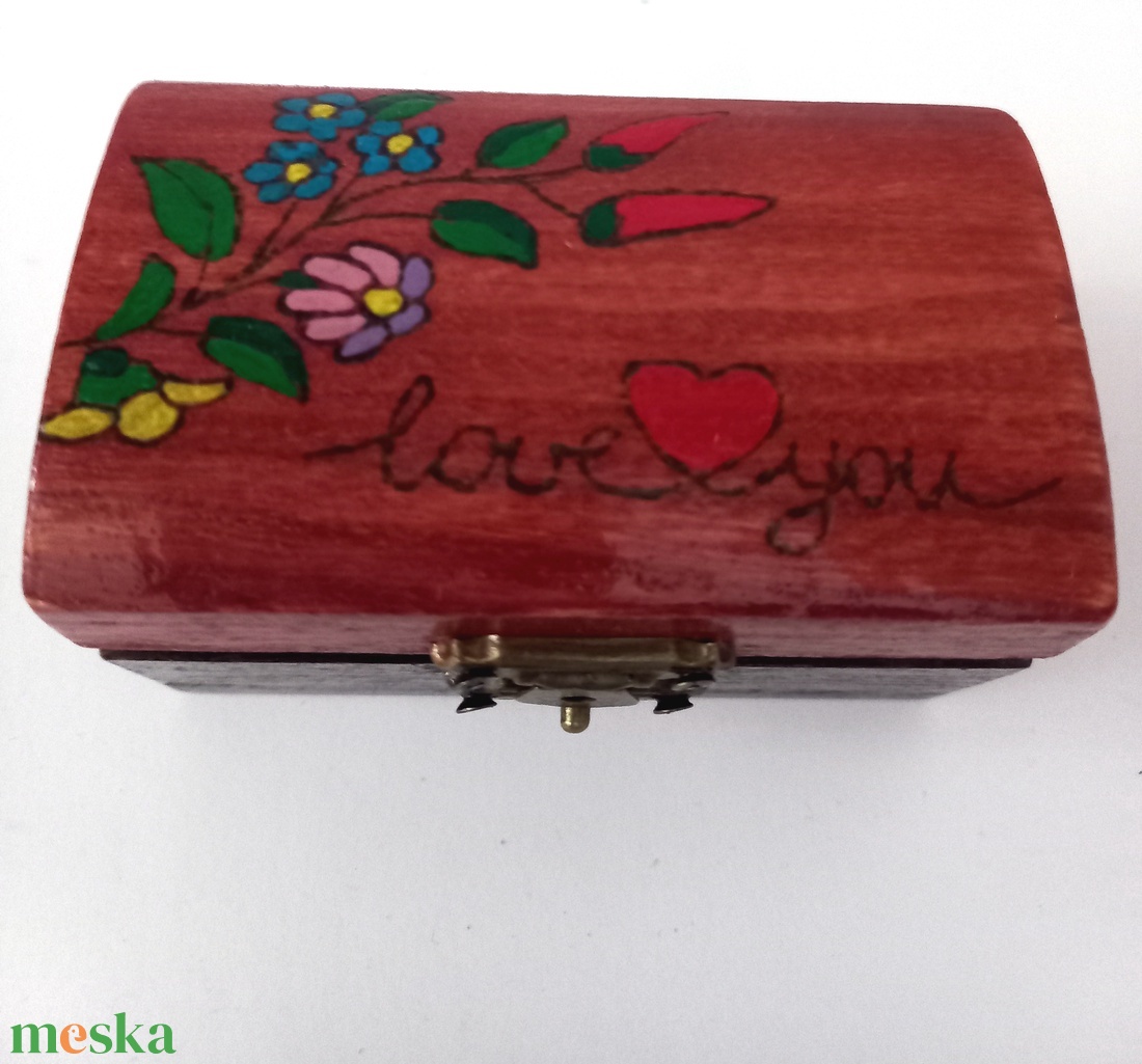 LoveYou ajándékdoboz vörös-barna (mini kincsesláda) - otthon & életmód - dekoráció - asztal és polc dekoráció - díszdoboz - Meska.hu