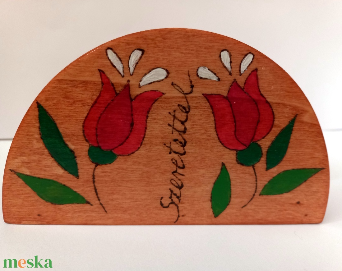 Szeretettel tulipános szalvétatartó  - otthon & életmód - konyhafelszerelés, tálalás - tálalás - szalvétatartó, szalvétagyűrű - Meska.hu