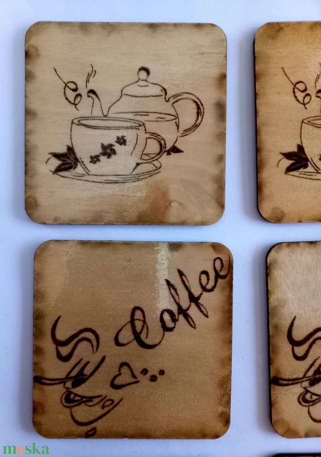 Kávé-tea mintás fa poháralátét (6 db) - otthon & életmód - konyhafelszerelés, tálalás - tálalás - tányér- és poháralátét - Meska.hu Kávé-tea mintás fa poháralátét (6 db) - otthon & életmód - konyhafelszerelés, tálalás - tálalás - tányér- és poháralátét - Meska.hu