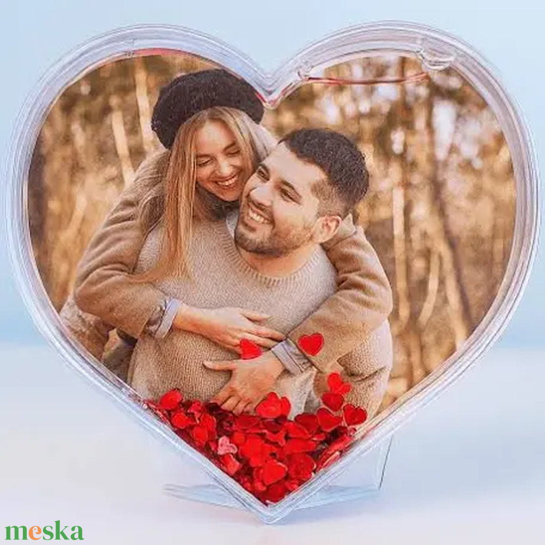 Valentin napi szív hógömb - kellékek & szerszámok - díszíthető tárgyak - műanyag - Meska.hu