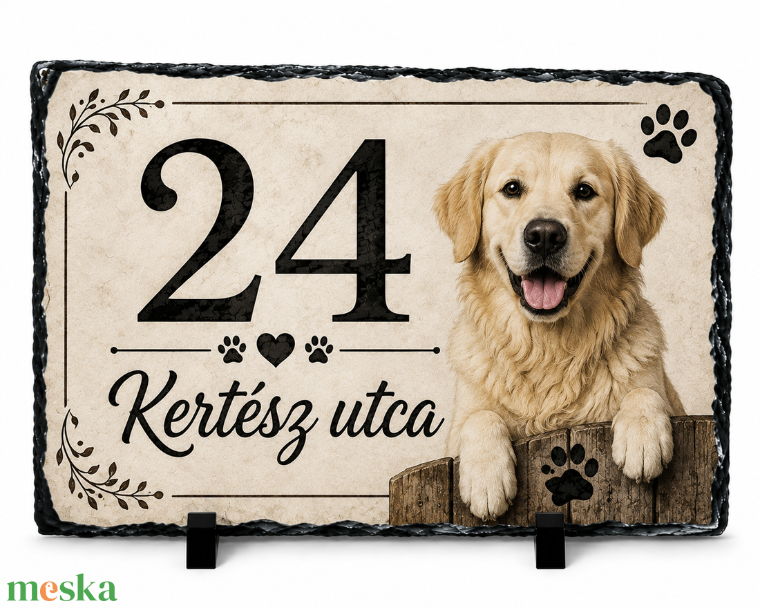 Kutyás házszámtábla egyedi házsz�m és utcanév - otthon & életmód - ház & kert - házszám - Meska.hu