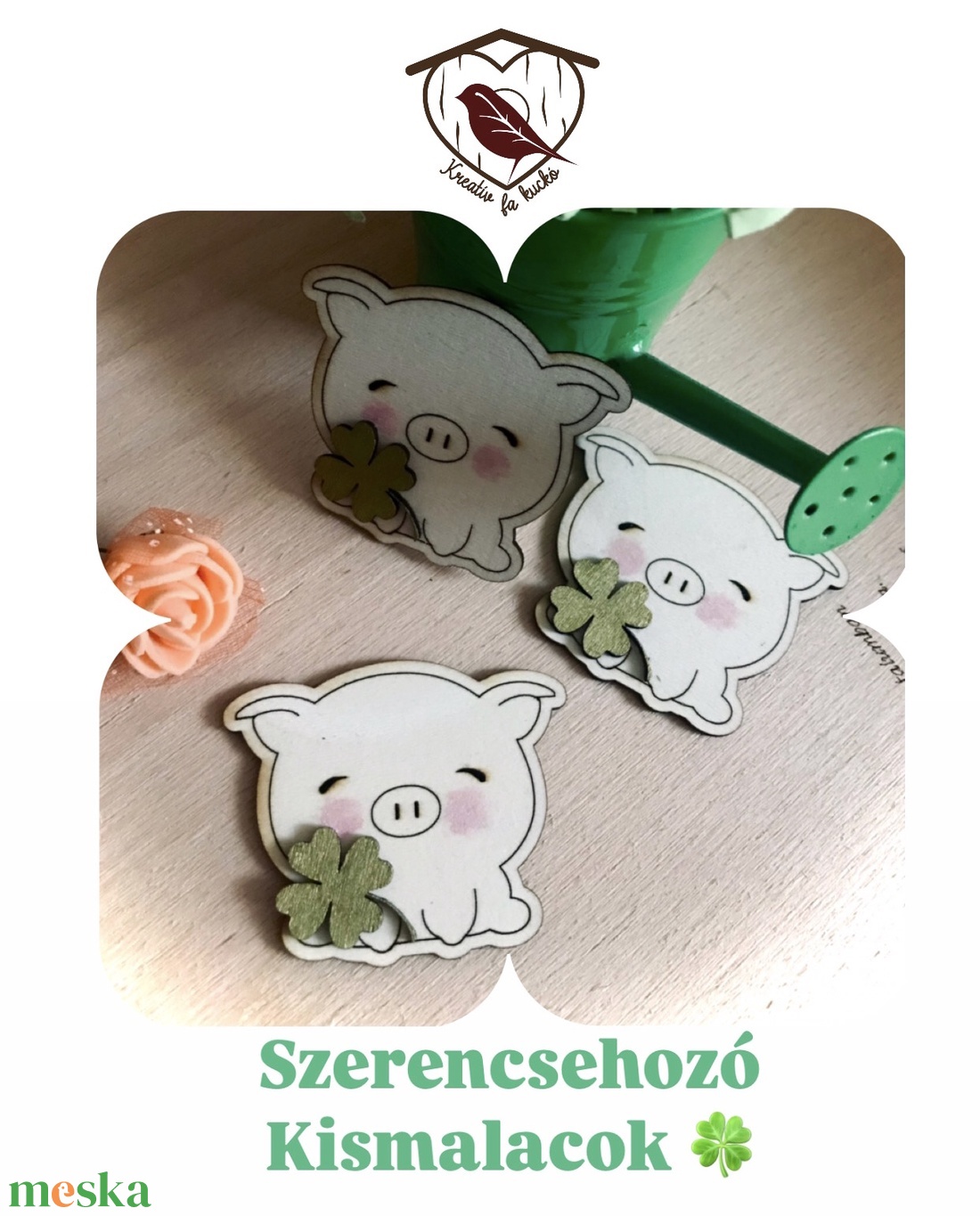 Szerencsehozó Malackák - otthon & életmód - konyhafelszerelés, tálalás - konyhai dekoráció - hűtőmágnes - Meska.hu