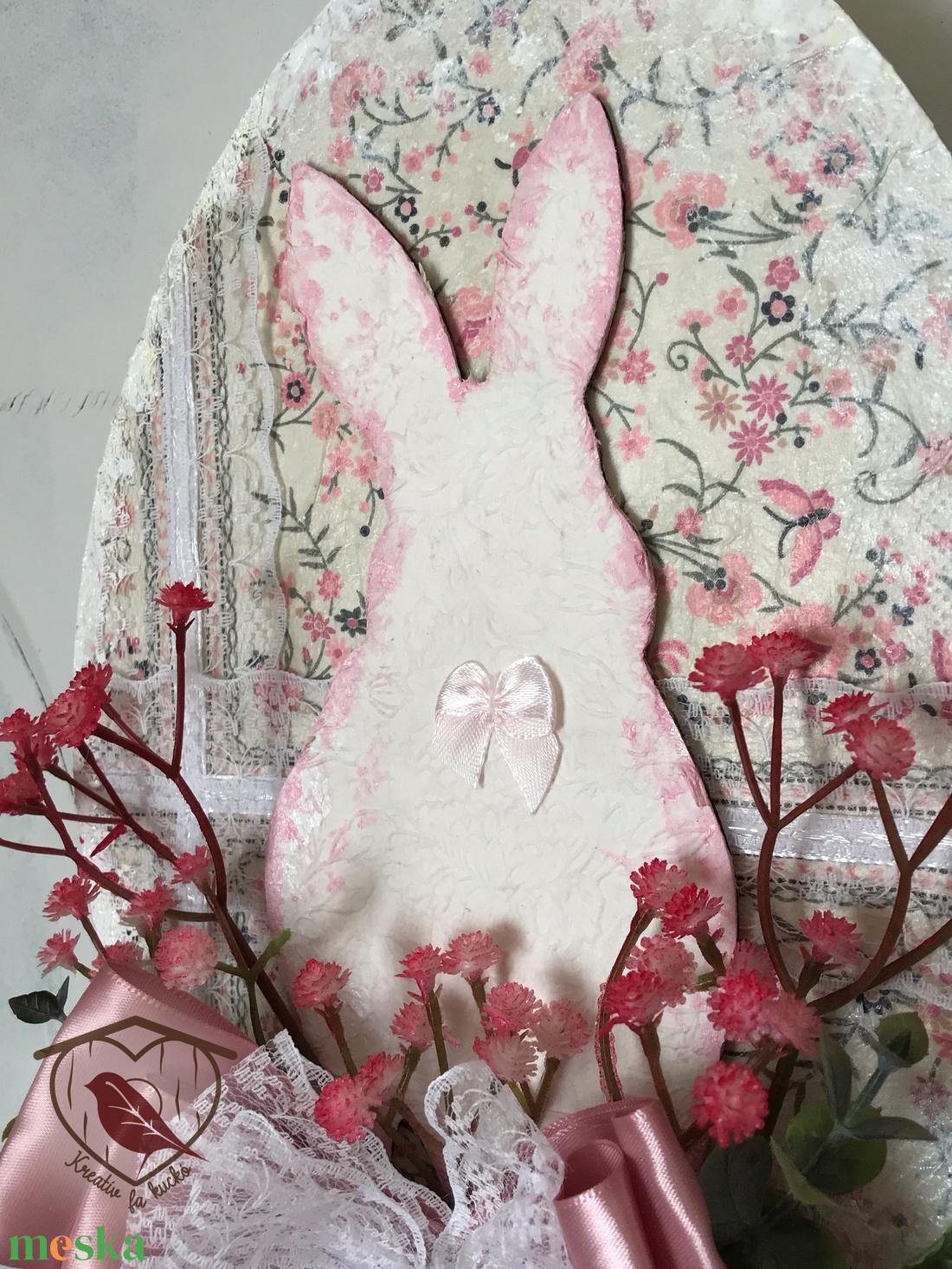 Nyuszis kopogtató - ünnepi díszek, dekorációk - húsvéti díszek és dekorációk - húsvéti ajtódísz, kopogtató - Meska.hu