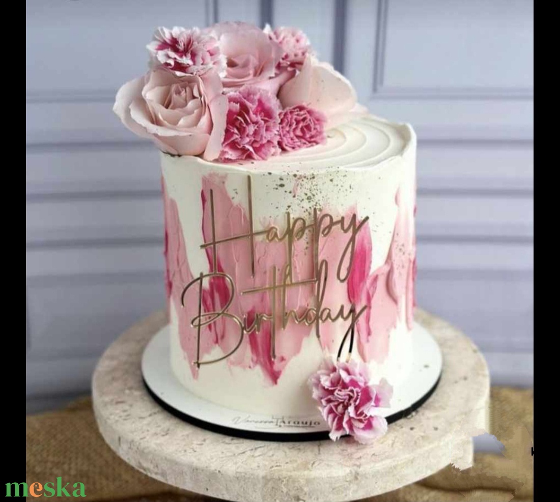Happy Birthday tortadísz  - otthon & életmód - konyhafelszerelés, tálalás - sütés, főzés - sütidísz - Meska.hu