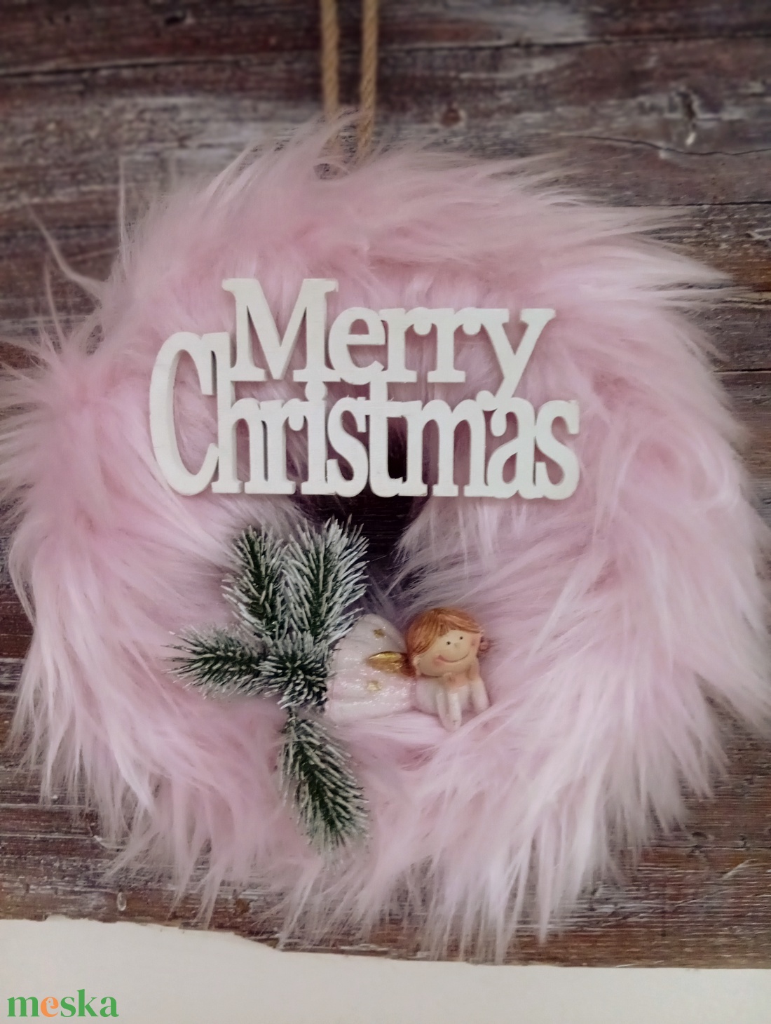 Karácsonyi ajtó dísz szőrme - karácsony - karácsonyi lakásdekoráció - karácsonyi ajtódíszek - Meska.hu