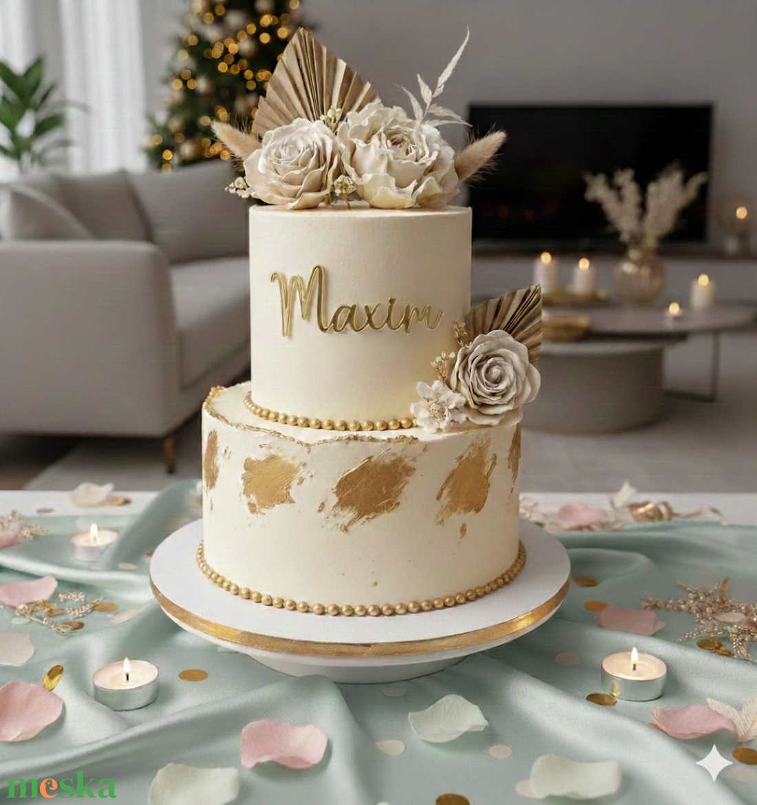 Neves oldal tortadísz  - otthon & életmód - konyhafelszerelés, tálalás - sütés, főzés - sütidísz - Meska.hu