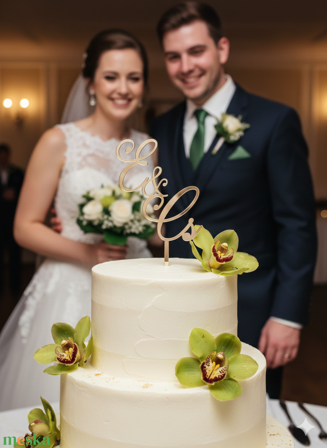 Esküvői torta beszúró monogrammos - esküvő - dekoráció - sütidísz - Meska.hu