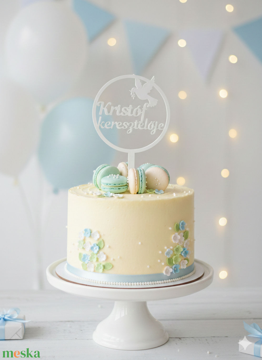 Keresztelő tortadísz galamb  - esküvő - dekoráció - sütidísz - Meska.hu
