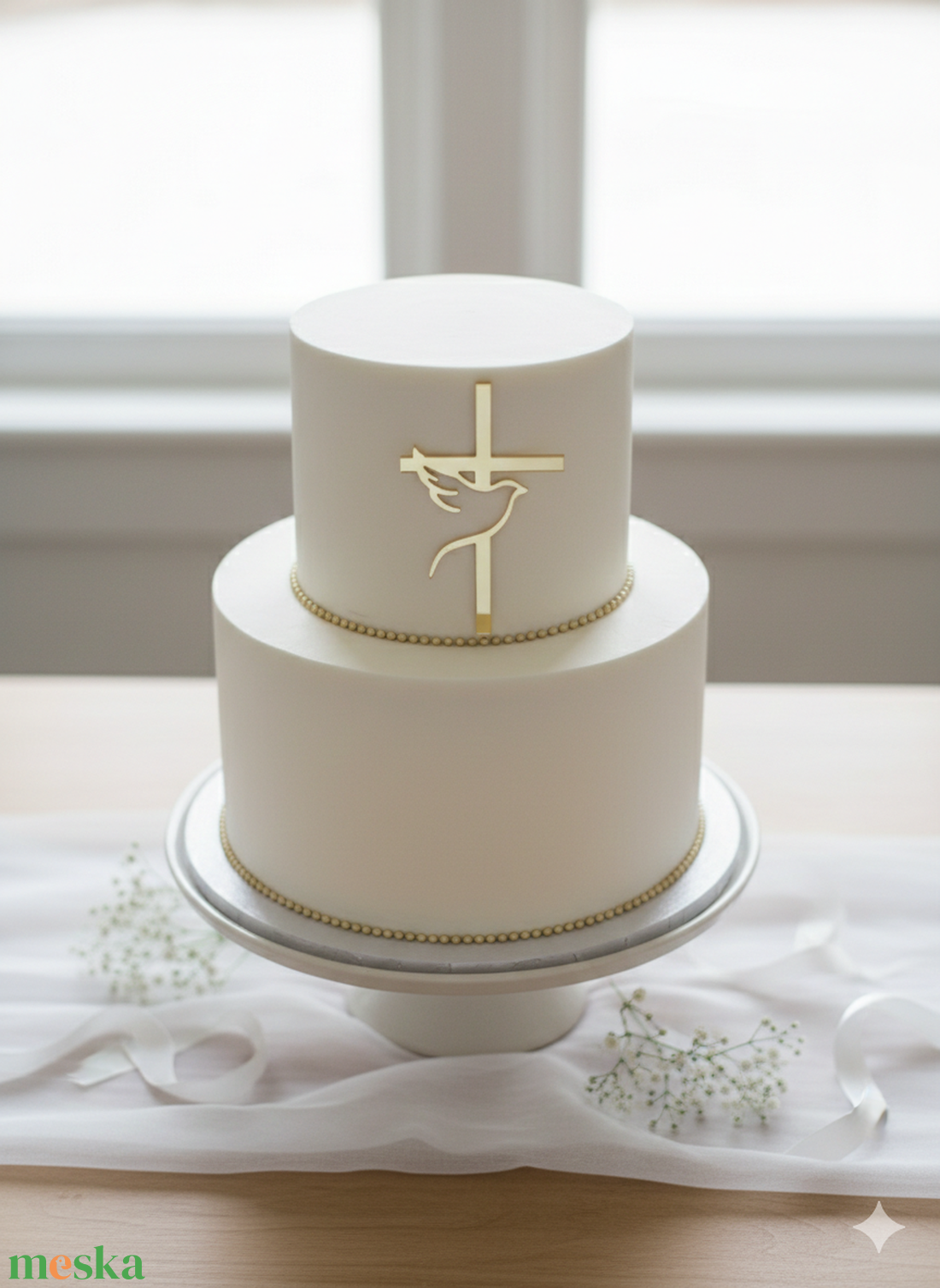 Kereszt tortára galamb - esküvő - dekoráció - sütidísz - Meska.hu