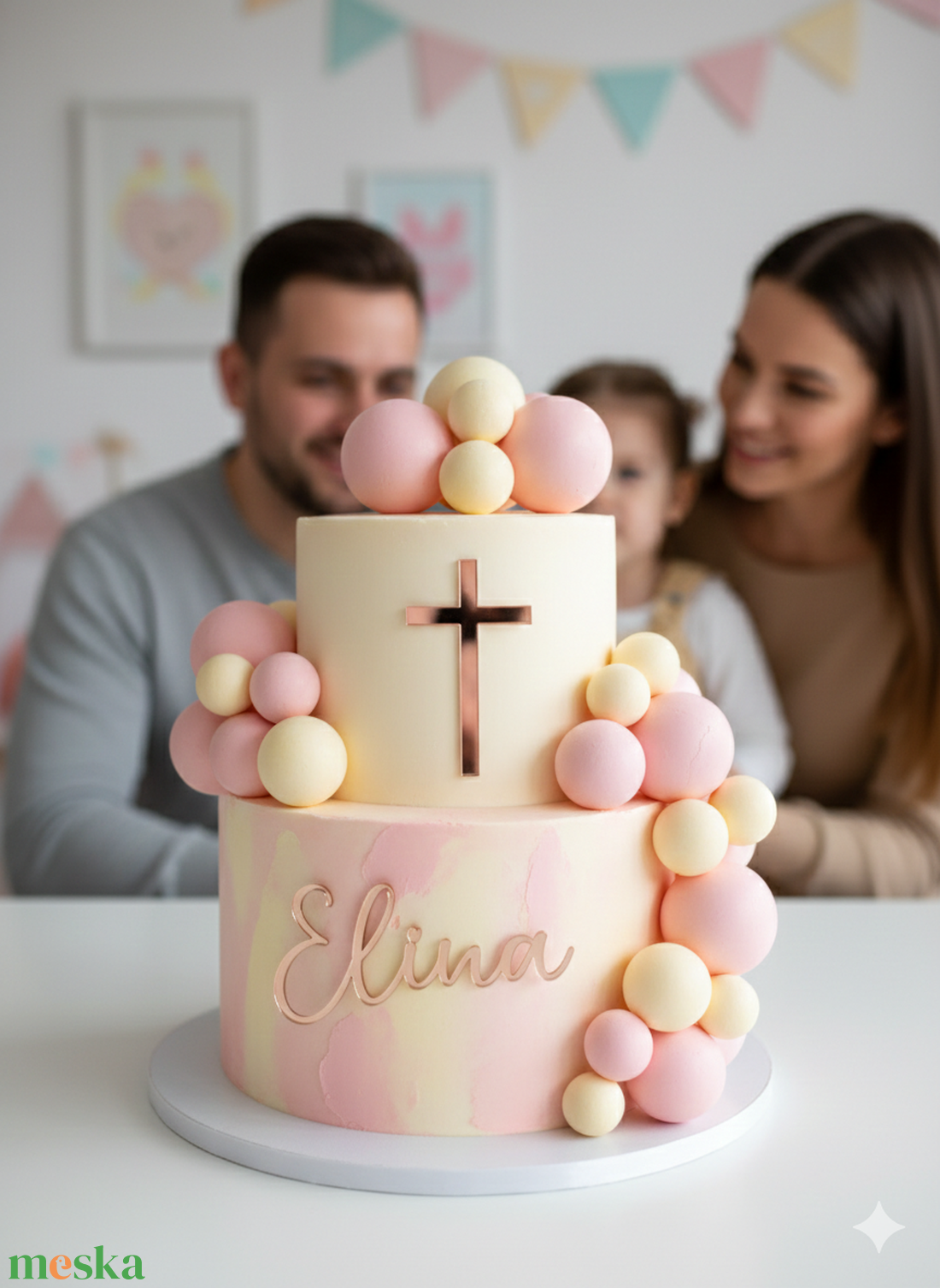 Keresztelőre neves oldal tortadísz  - otthon & életmód - konyhafelszerelés, tálalás - sütés, főzés - sütidísz - Meska.hu