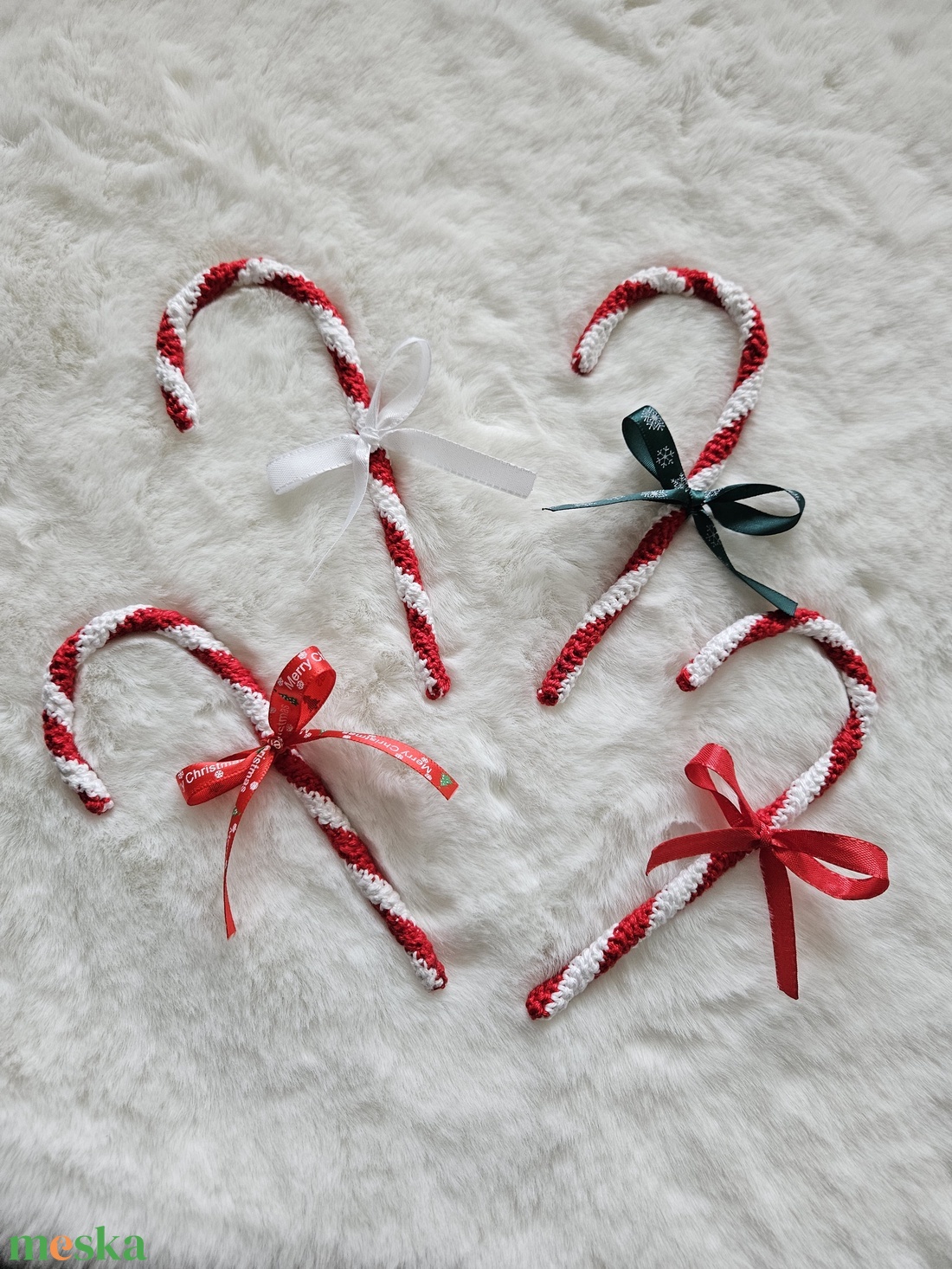 Horgolt candy cane - otthon & életmód - dekoráció - dísztárgy - Meska.hu