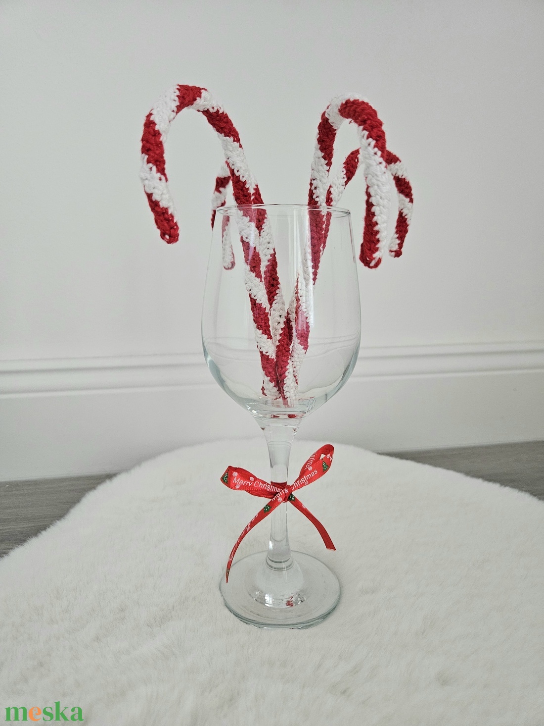 Horgolt candy cane - otthon & életmód - dekoráció - dísztárgy - Meska.hu