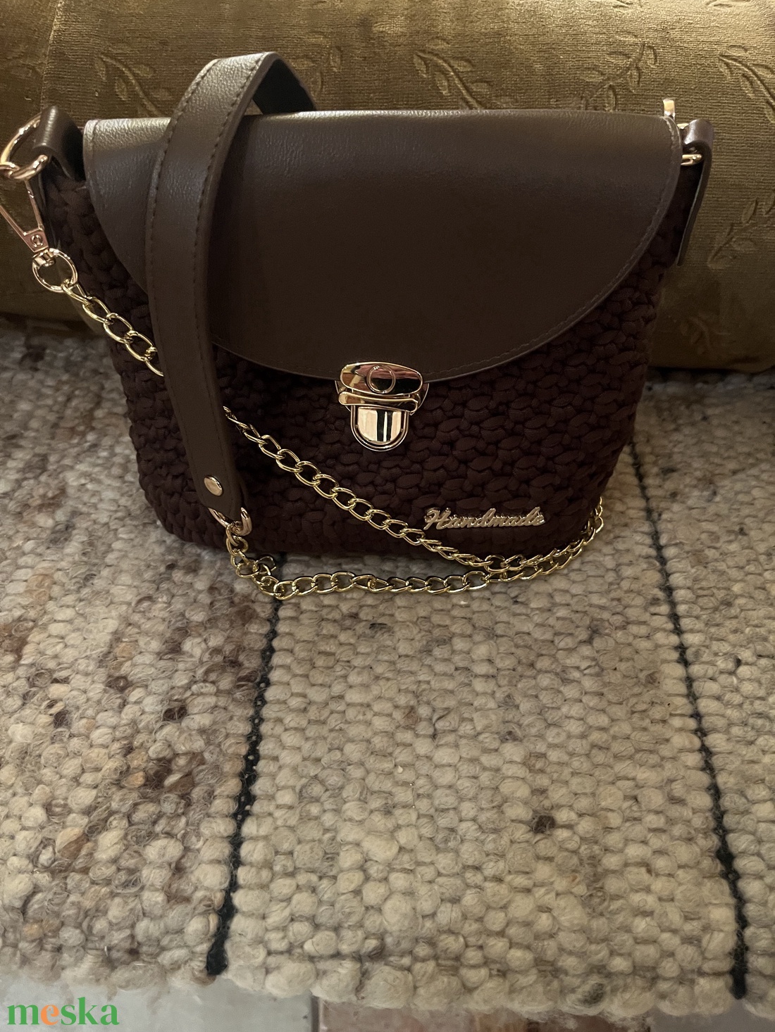 Horgolt barna alkalmi oldaltáska. - táska & tok - kézitáska & válltáska - alkalmi táska - Meska.hu