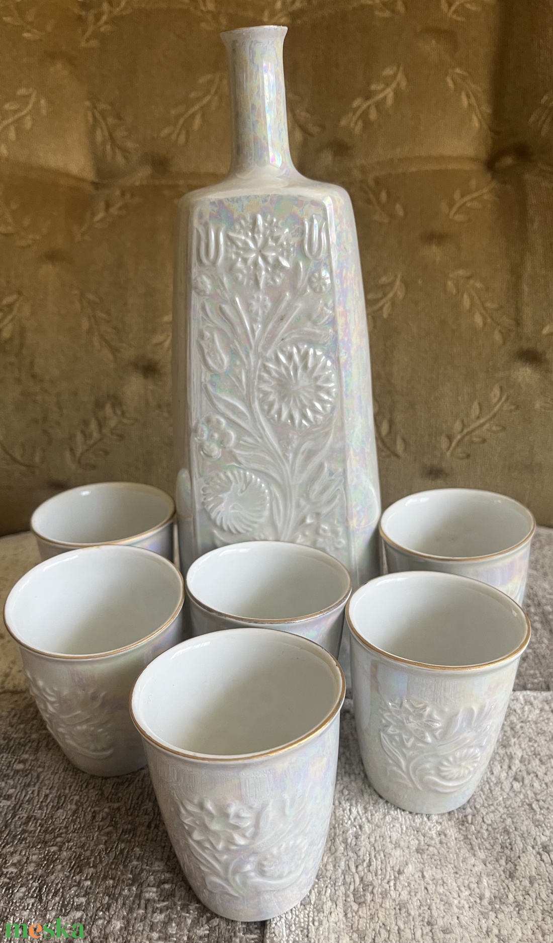 Hollóházi likőrös porcelán  készlet. Vintage. - otthon & életmód - konyhafelszerelés, tálalás - tálalás - tányér & étkészlet - Meska.hu