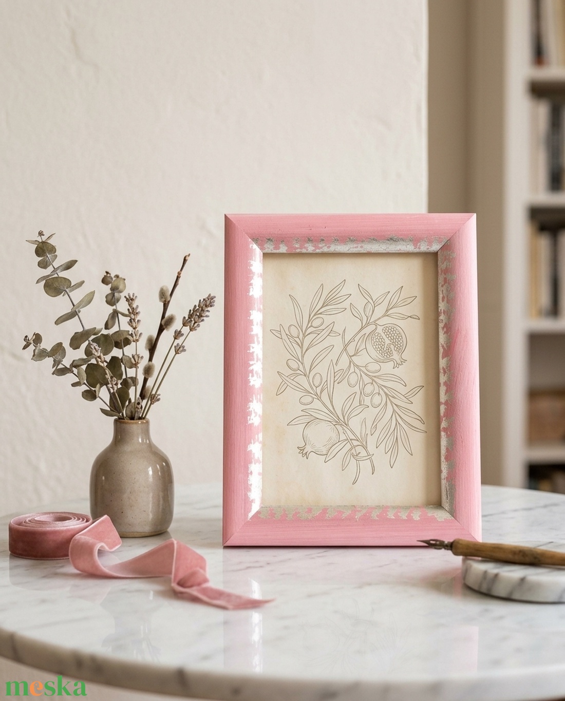Silver-Blush Elegance Kézzel festett, aranyfüstös képkeret - otthon & életmód - dekoráció - kép & falikép - képkeret - Meska.hu