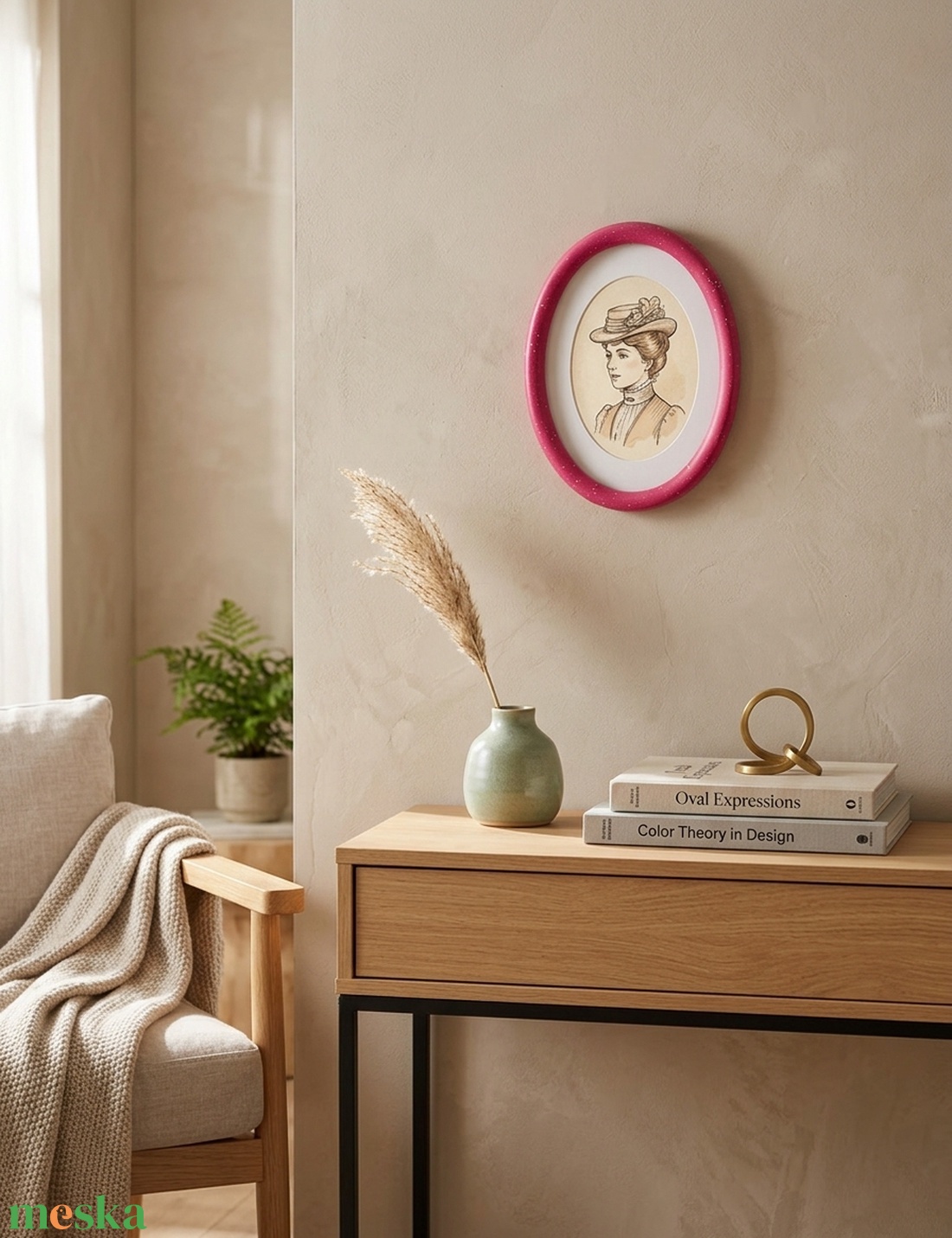 Játékos Elegancia és Pop-Art Romantika � Kézzel fröcskölt ovális fa képkeret - otthon & életmód - dekoráció - kép & falikép - képkeret - Meska.hu