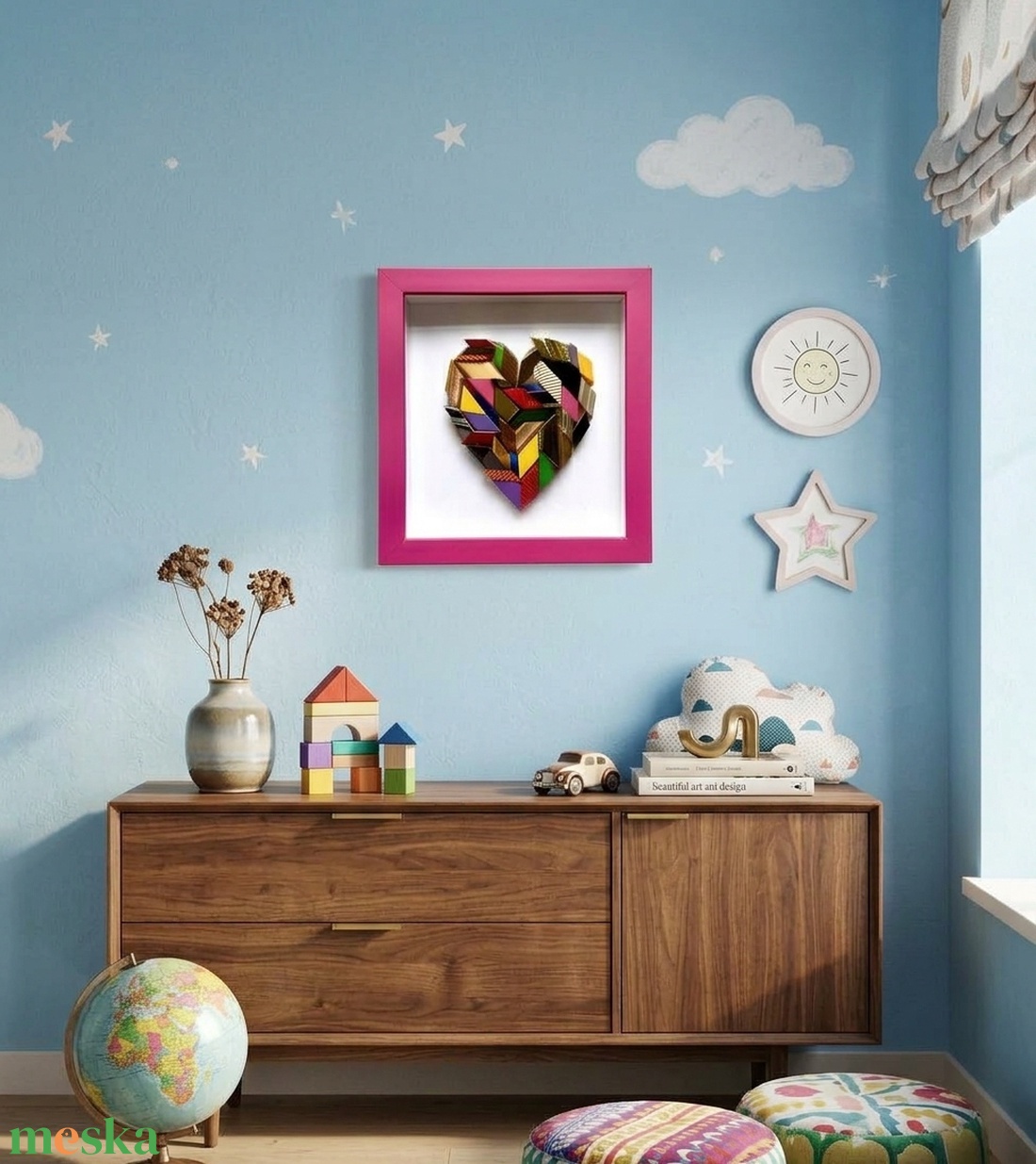 � Heartwood Mosaic � 3D Kézműves Faliplasztika Málnarózsaszín Vitrinkeretben - otthon & életmód - dekoráció - kép & falikép - képkeret - Meska.hu