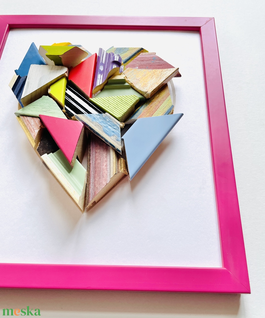 � Raspberry Pop Mosaic Heart � 3D Kézműves Faliplasztika - otthon & életmód - dekoráció - kép & falikép - képkeret - Meska.hu