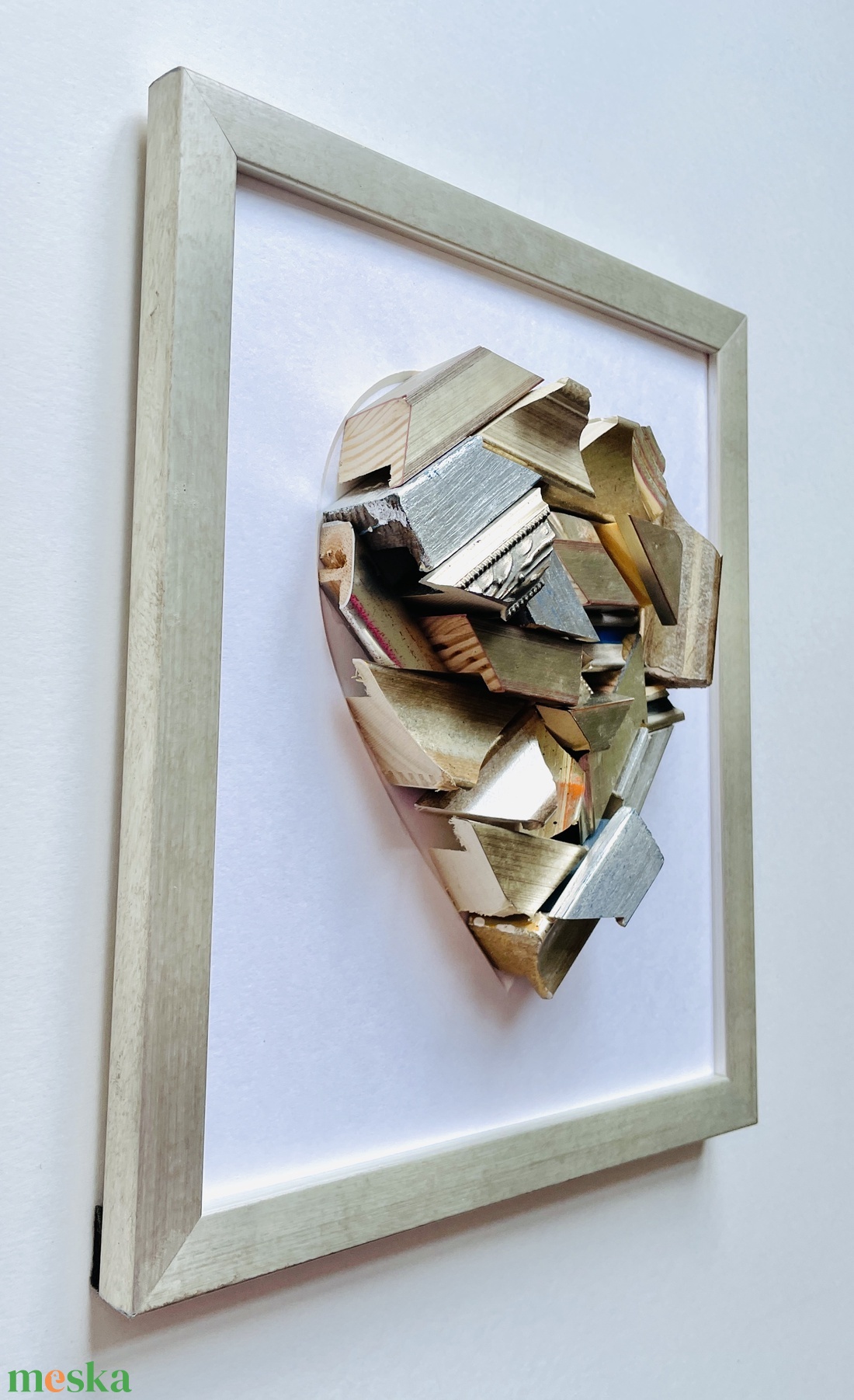 Silver-Champagne Mosaic Heart � 3D Kézműves Faliplasztika - otthon & életmód - dekoráció - kép & falikép - képkeret - Meska.hu