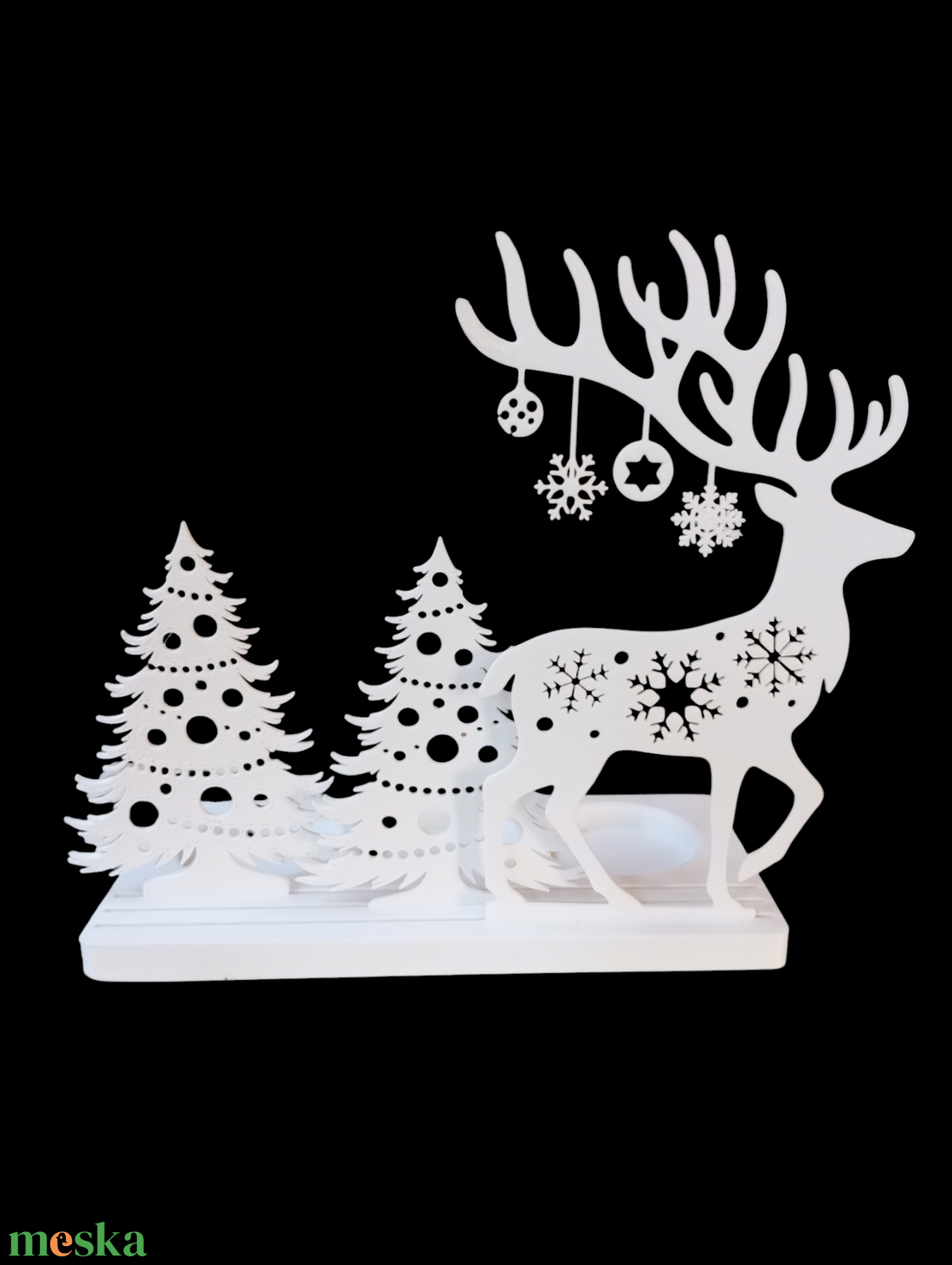 Karácsonyi ünnepi szarvas mécsestartó  - karácsony - karácsonyi lakásdekoráció - karácsonyi fénydekoráció - Meska.hu