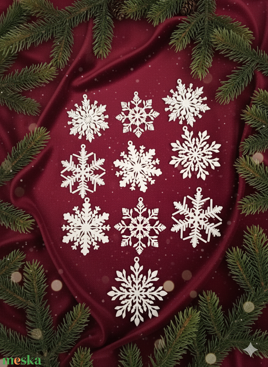 Karácsonyi hópehely dekoráció  - karácsony - karácsonyi lakásdekoráció - karácsonyi lakásdíszek - Meska.hu