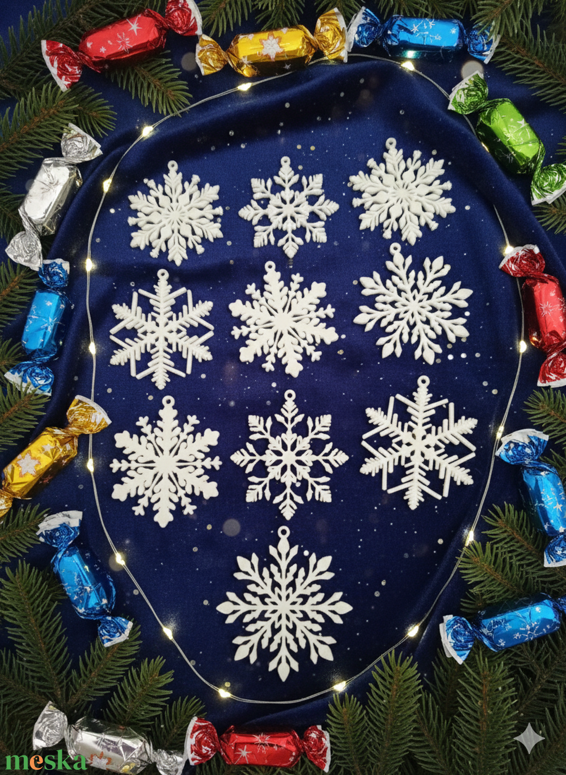 Karácsonyi hópehely dekoráció  - karácsony - karácsonyi lakásdekoráció - karácsonyi lakásdíszek - Meska.hu