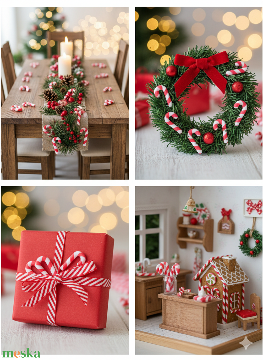 Mini karácsonyi cukorka pálca - karácsony - karácsonyi lakásdekoráció - karácsonyfadíszek - Meska.hu