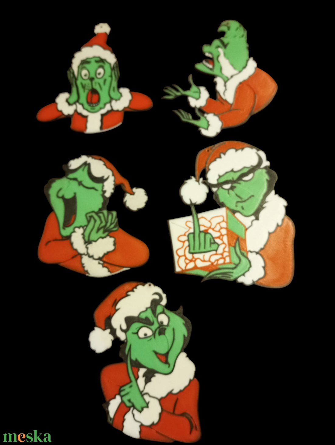 Grinch Grincs karácsonyfa dísz szett  - karácsony - karácsonyi lakásdekoráció - karácsonyfadíszek - Meska.hu