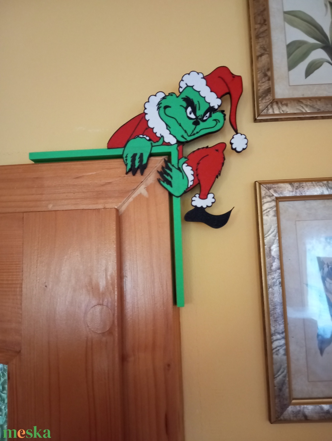 Grinch Grincs sarokdísz  - karácsony - karácsonyi lakásdekoráció - karácsonyi ajtódíszek - Meska.hu