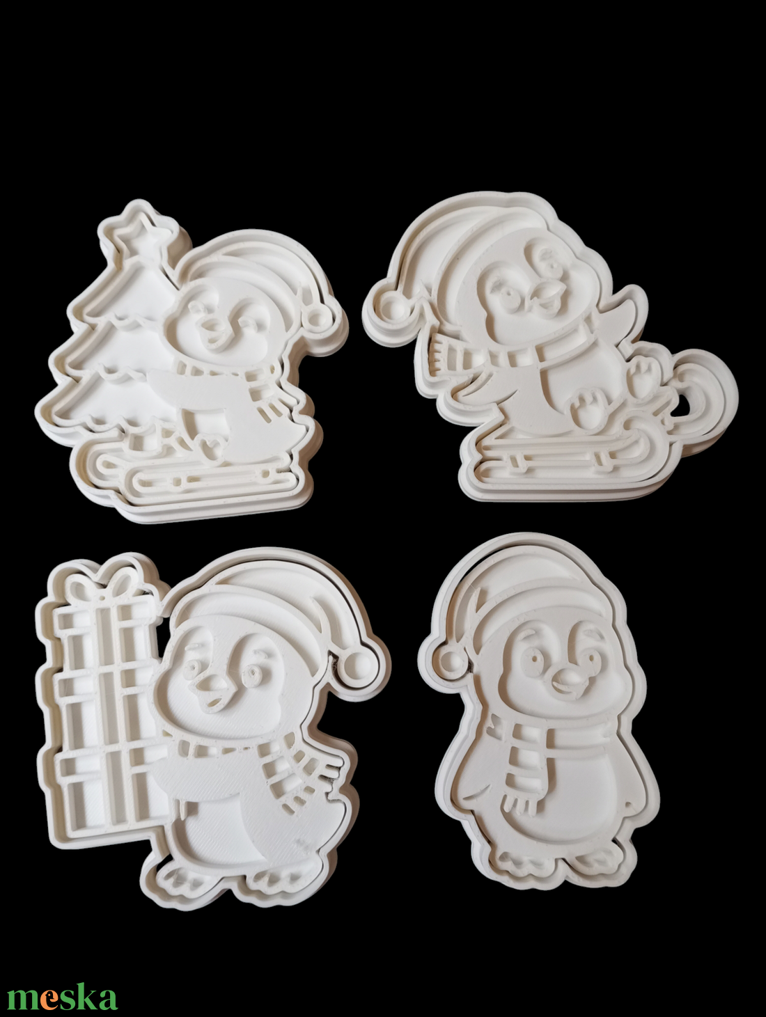 Karácsonyi pingvinek sütikiszúró és pecsét szett  - karácsony - karácsonyi sütés-főzés - Meska.hu