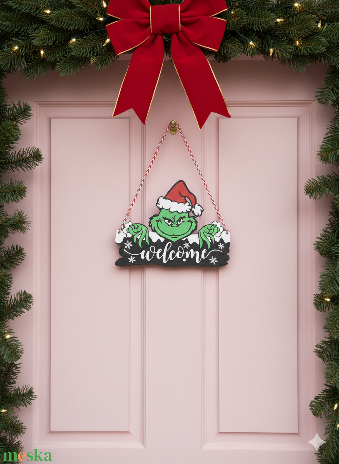 Grinch Grincs ajtótábla ajtó dísz  - karácsony - karácsonyi kültéri dekoráció - Meska.hu