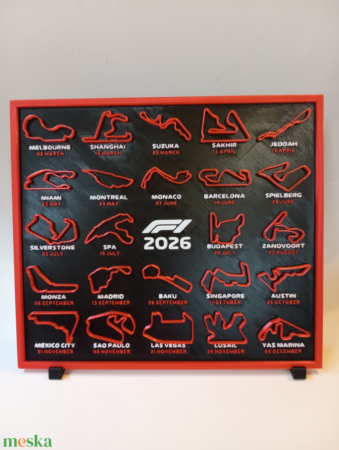 Formula1 Forma-1 versenynaptár 2026 - otthon & életmód - dekoráció - fali és függő dekoráció - falinaptár & öröknaptár - Meska.hu