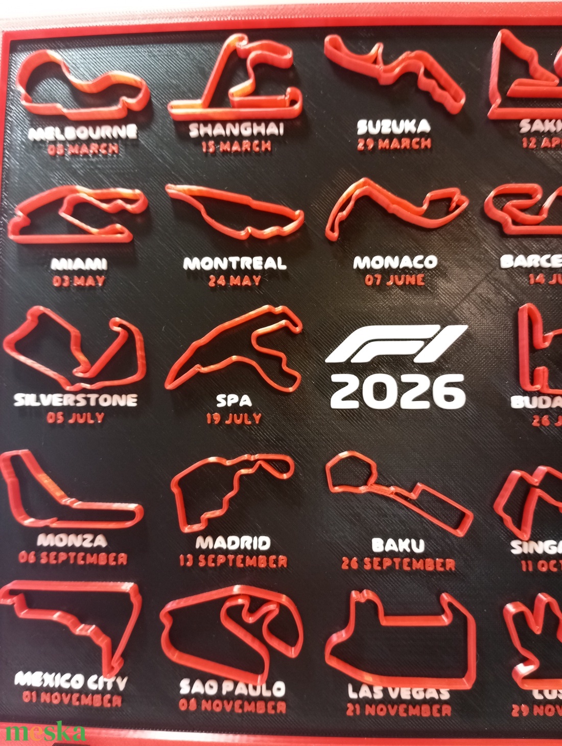 Formula1 Forma-1 versenynaptár 2026 - otthon & életmód - dekoráció - fali és függő dekoráció - falinaptár & öröknaptár - Meska.hu