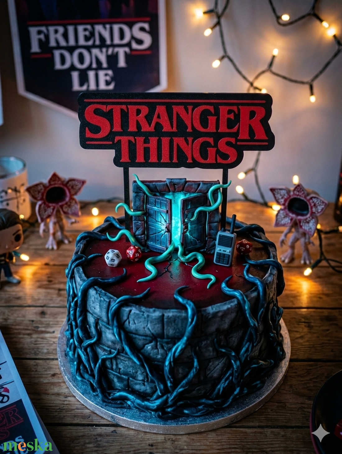 Egyedi Stranger Things tortabeszúró dísz  - otthon & életmód - konyhafelszerelés, tálalás - sütés, főzés - sütidísz - Meska.hu