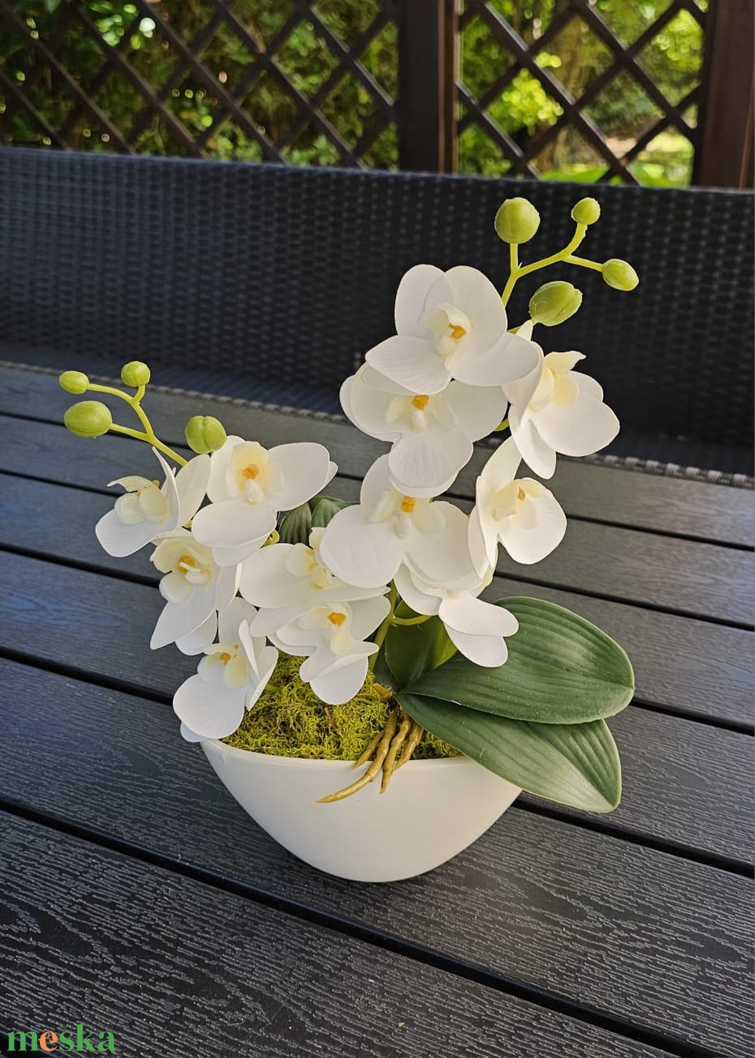 Orchidea ovális kerámia kaspóban - otthon & életmód - dekoráció - asztal és polc dekoráció - asztaldísz - Meska.hu