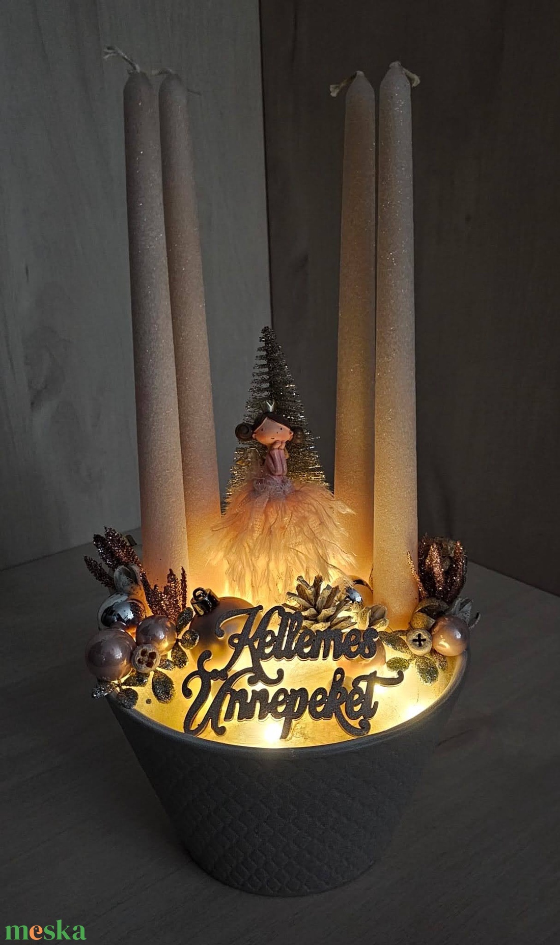 Adventi kaspós dekor - karácsony - karácsonyi lakásdekoráció - karácsonyi ajtódíszek - Meska.hu