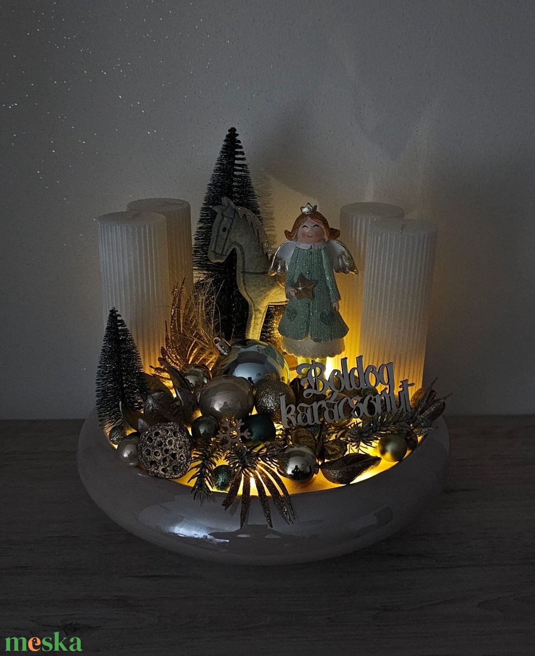 Adventi kaspós dekor - karácsony - karácsonyi lakásdekoráció - karácsonyi ajtódíszek - Meska.hu