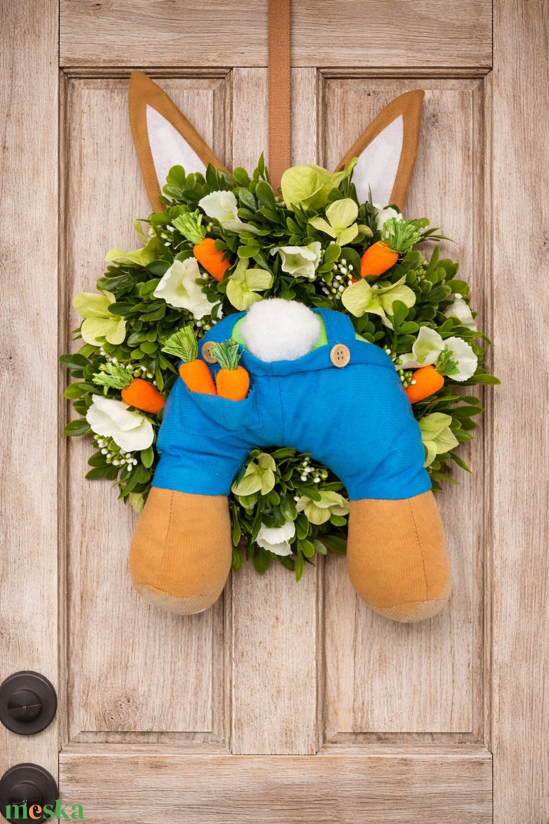 Nyuszipopós koszorú - ünnepi díszek, dekorációk - húsvéti díszek és dekorációk - húsvéti ajtódísz, kopogtató - Meska.hu
