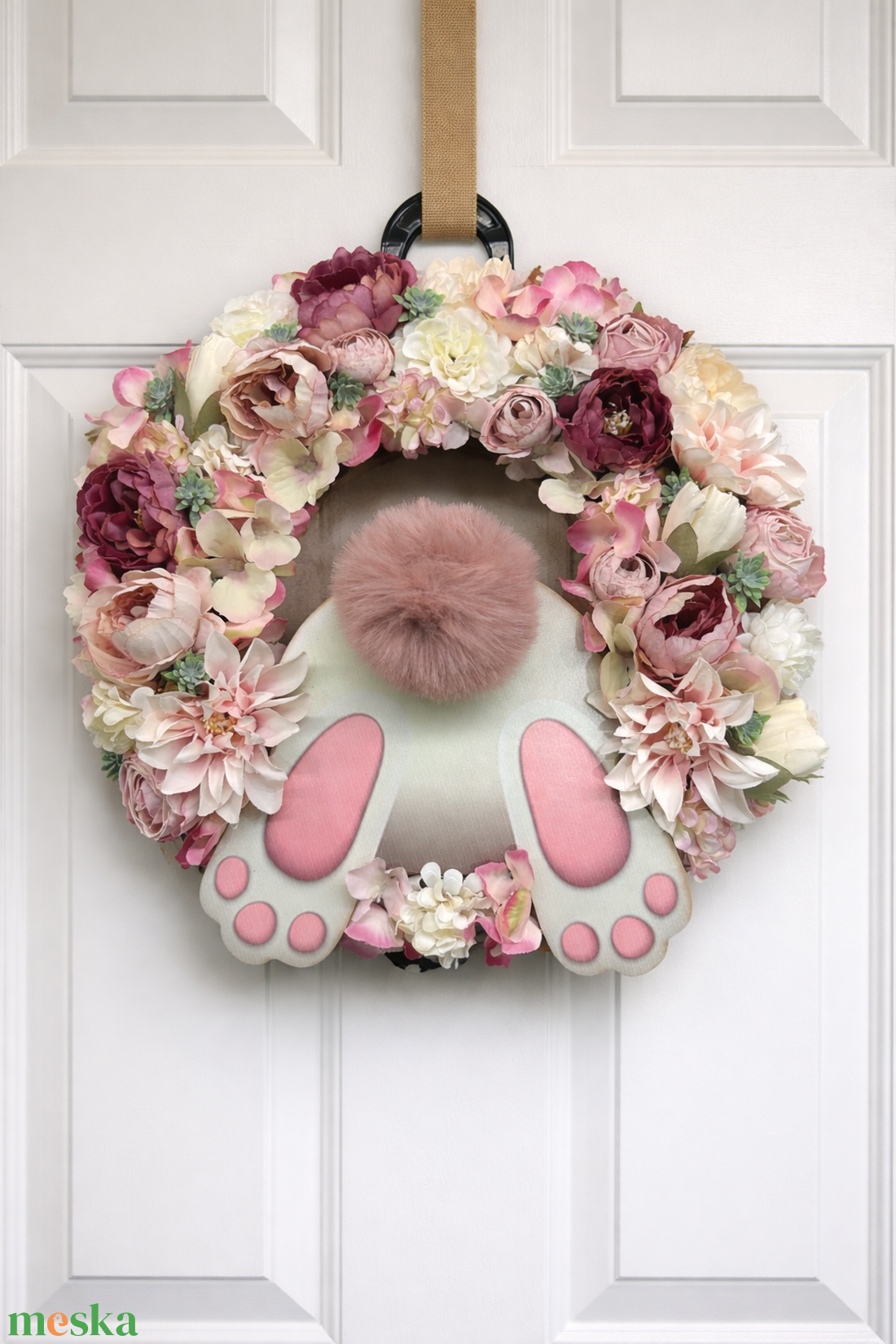 Nyuszis koszorú - ünnepi díszek, dekorációk - húsvéti díszek és dekorációk - húsvéti ajtódísz, kopogtató - Meska.hu