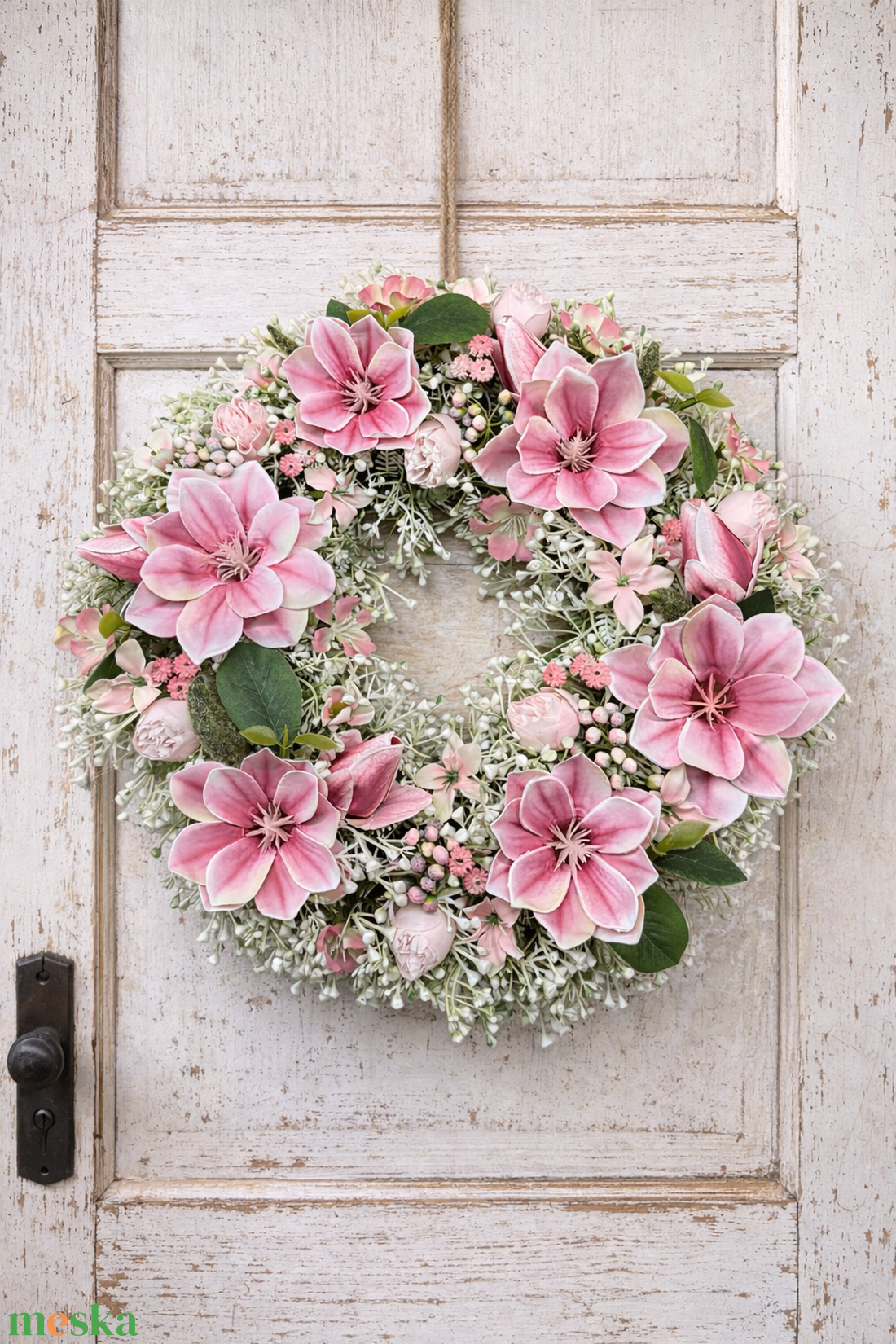 Magnóliás koszorú - otthon & életmód - dekoráció - ajtó- és ablak dekoráció - ajtódísz & kopogtató - Meska.hu